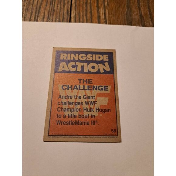 Vintage 1987 WWF Andre the Giant vs Hulk Hogan Card #58 WrestleMania 3 Challenge - Picture 3 of 3